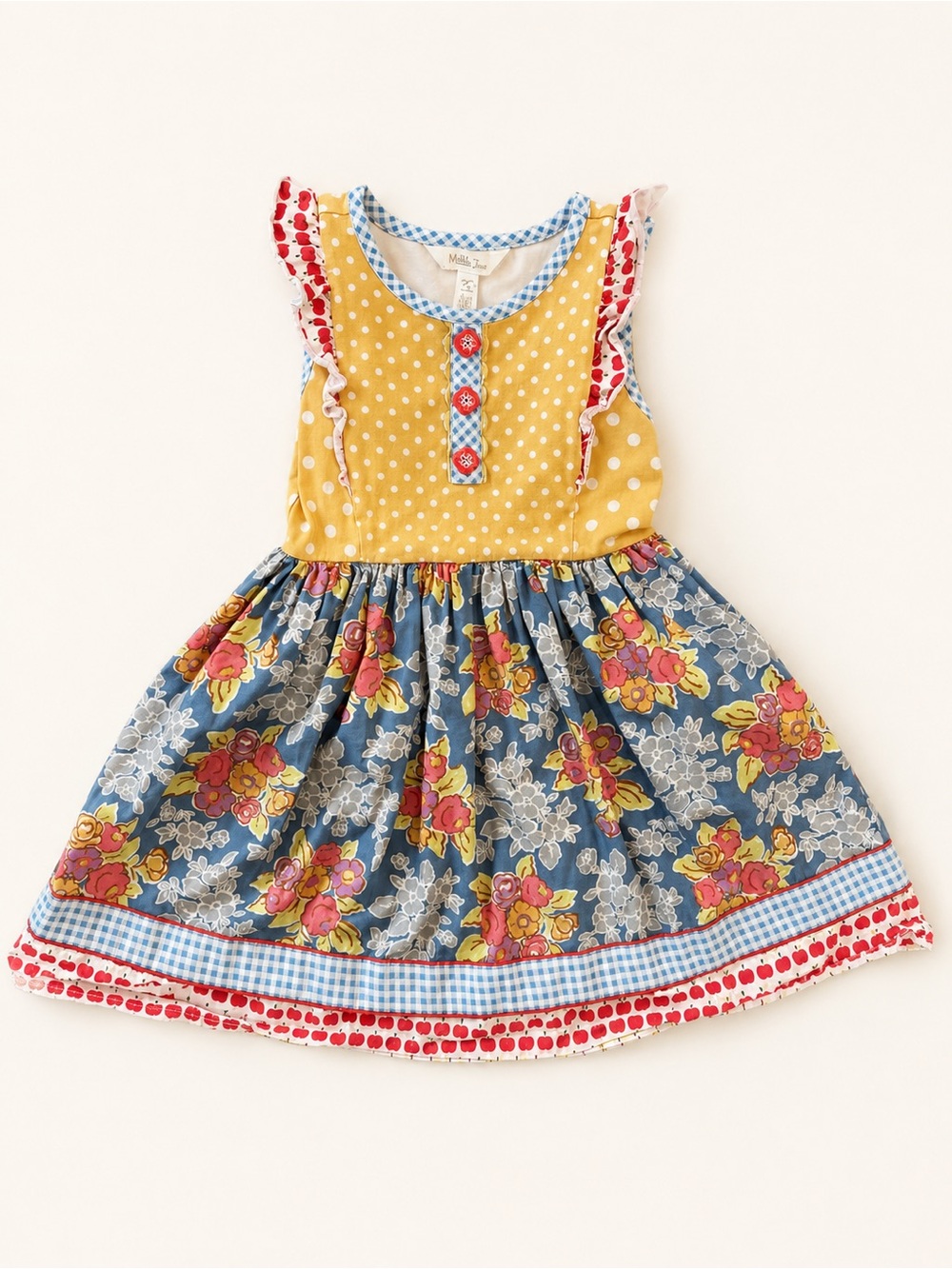 Matilda Jane Yellow Polka Dot & Blue Floral Mix Dress